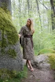 Kimono długie wild at heart z ozdobnym brązowym pasem