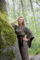 Kimono długie wild at heart z ozdobnym brązowym pasem