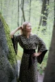 Kimono długie wild at heart z ozdobnym brązowym pasem