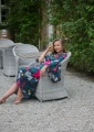 Kimono długie Classic Beauty z ozdobnym fuksjowym pasem
