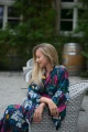 Kimono długie Classic Beauty z ozdobnym fuksjowym pasem