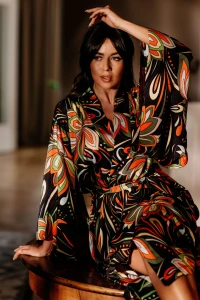Kimono CREATIVE DUSK z cienkim paskiem