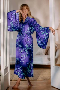 Kimono AURORA GARDEN z cienkim paskiem