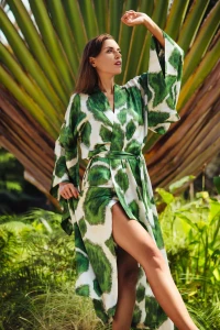 Kimono SAVANNAH STROLL z cienkim paskiem